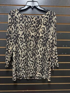 Softwear by Mark Singer Animal Print 3/4 Sleeve Stretch Top Size Large USA